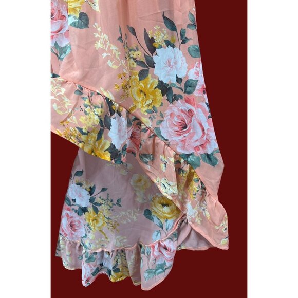 Rue 21 - Women's Summer Sleeveless High Low Hem Ruffle Floral Dress - Pink - XXS - Picture 11 of 16
